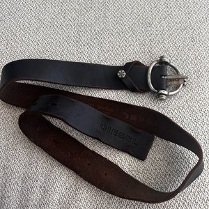 Diesel dark brown unisex belt 40inches silver buckle